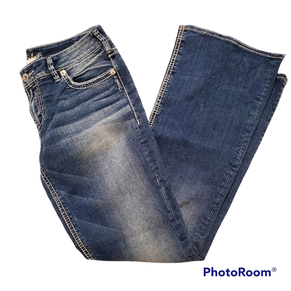 Silver jeans Aiko mid rise faded dark wash bootcut jeans waist 31